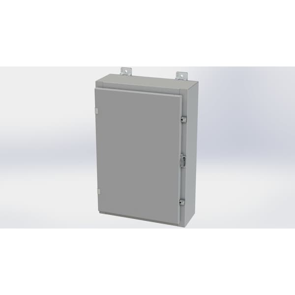 Clamps with Padlock Hasp Electrical Enclosures, 24 in H, 6 in D, 16 in W, NEMA 4, Carbon Steel